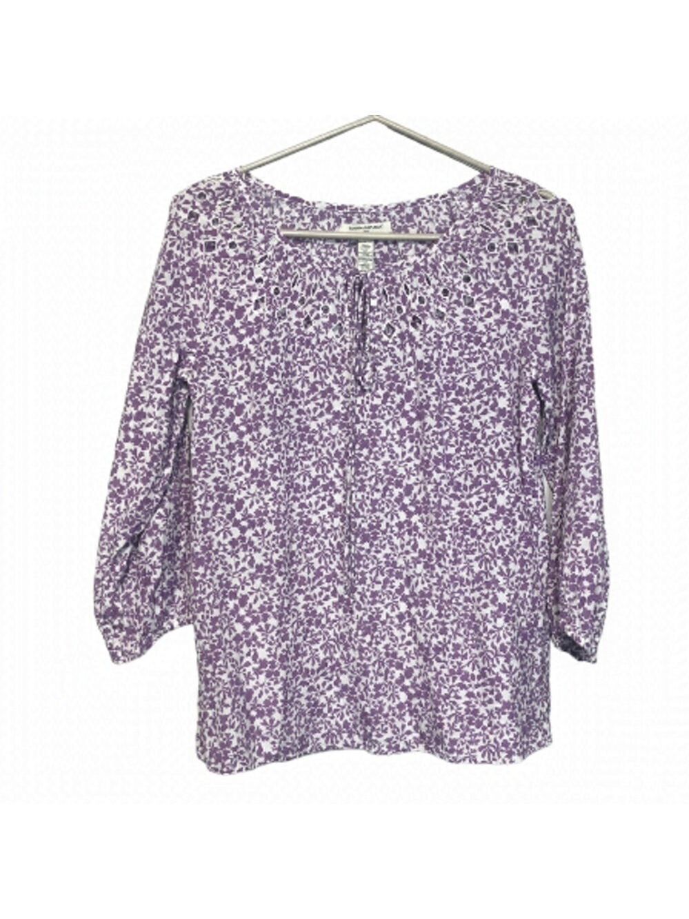 Banana Republic Floral Silk Lazer Cut Out Blouse, size XS